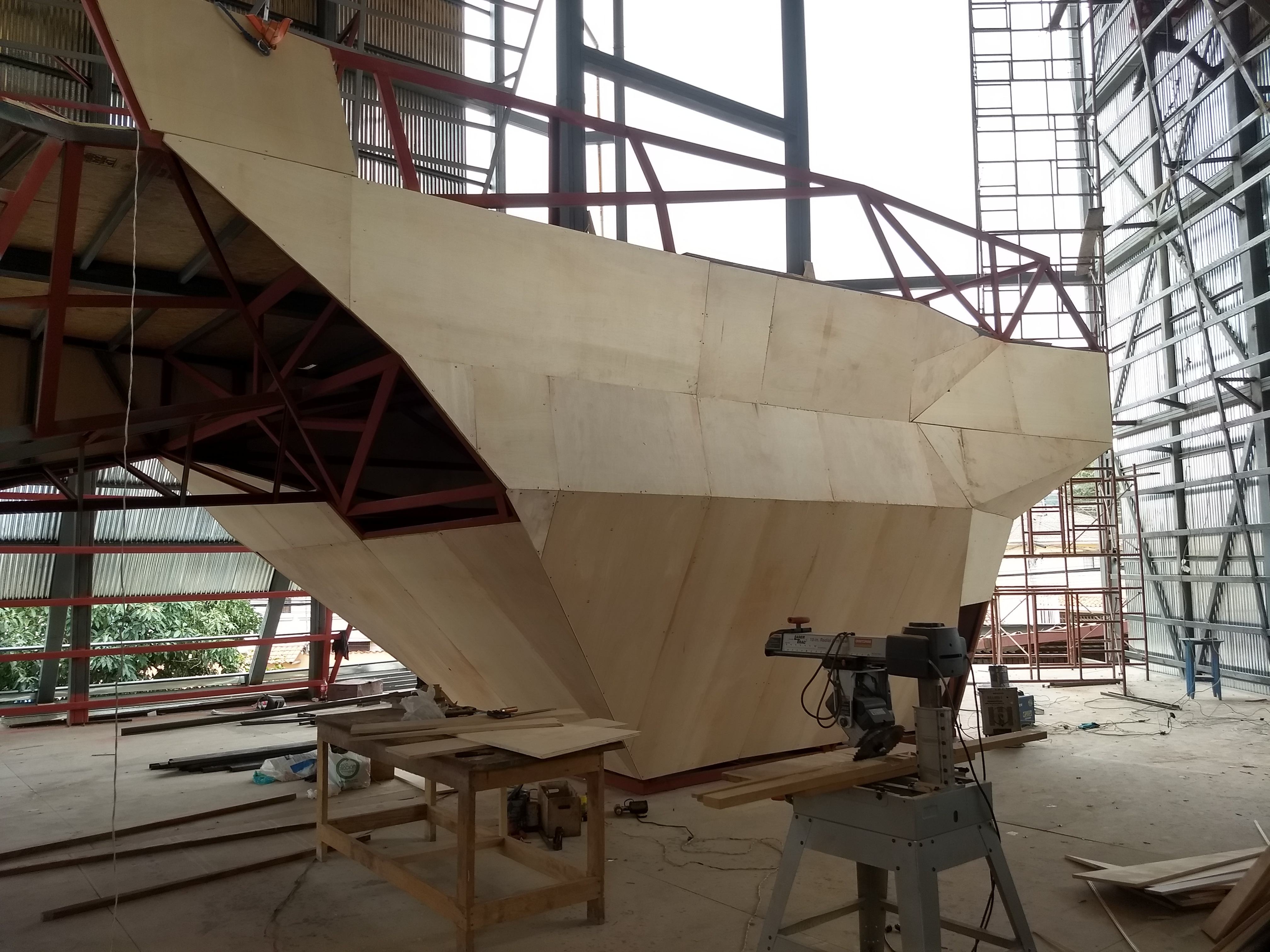 Climbers warming up beneath the overhang