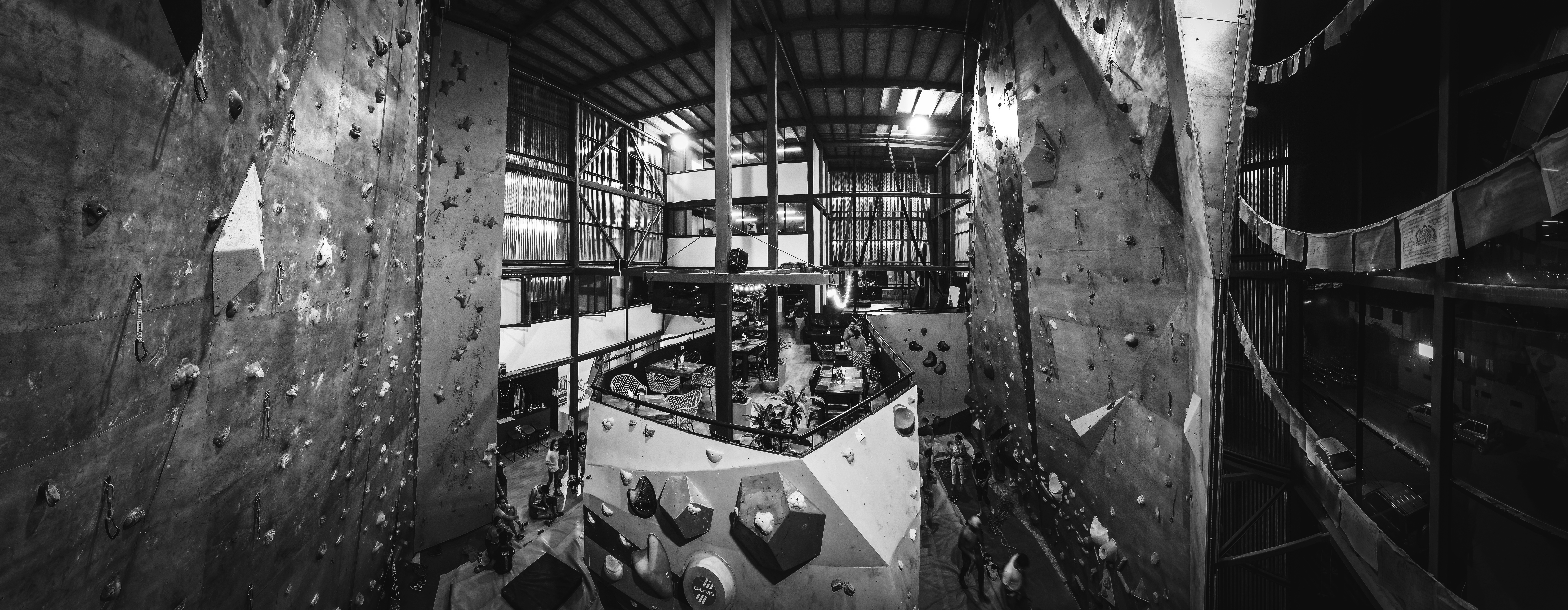 Aerial panorama situating the climbing center in Cuenca